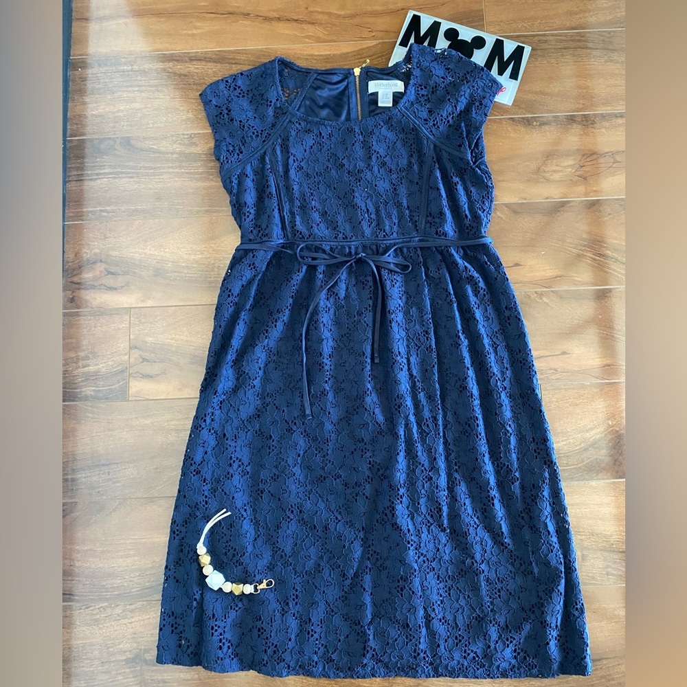 Motherhood Navy Blue Eyelet Maternity Dress size XSmall